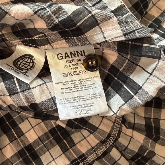 GANNI Gingham Ruffle dress size 34 / size 2 - Picture 4 of 6